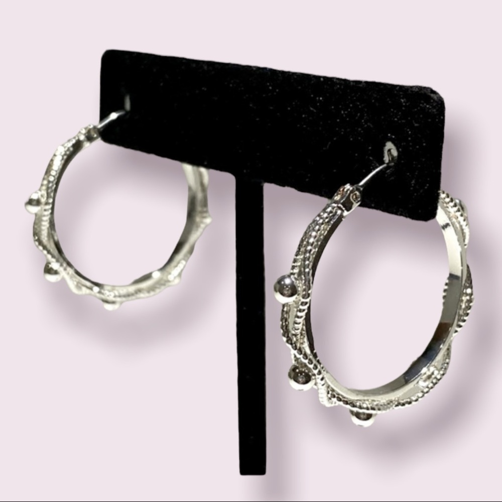 Napier Silver Toned Swirl Beyonce Kylie Hoop Style Earrings Girlfriend Gift